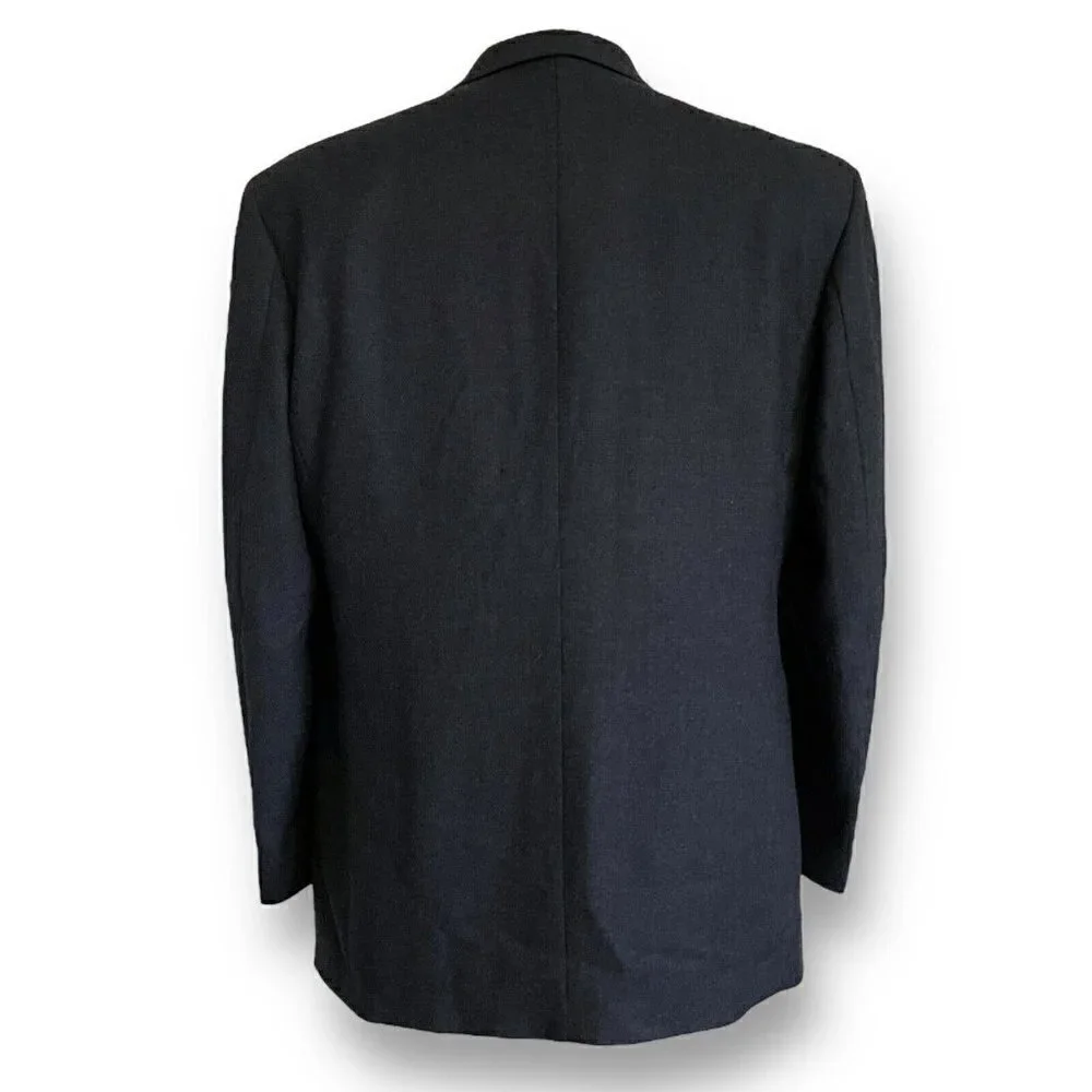 Oscar de la Renta Mens Blazer 43R Charcoal Gray Wool Flannel Two Button Jacket
